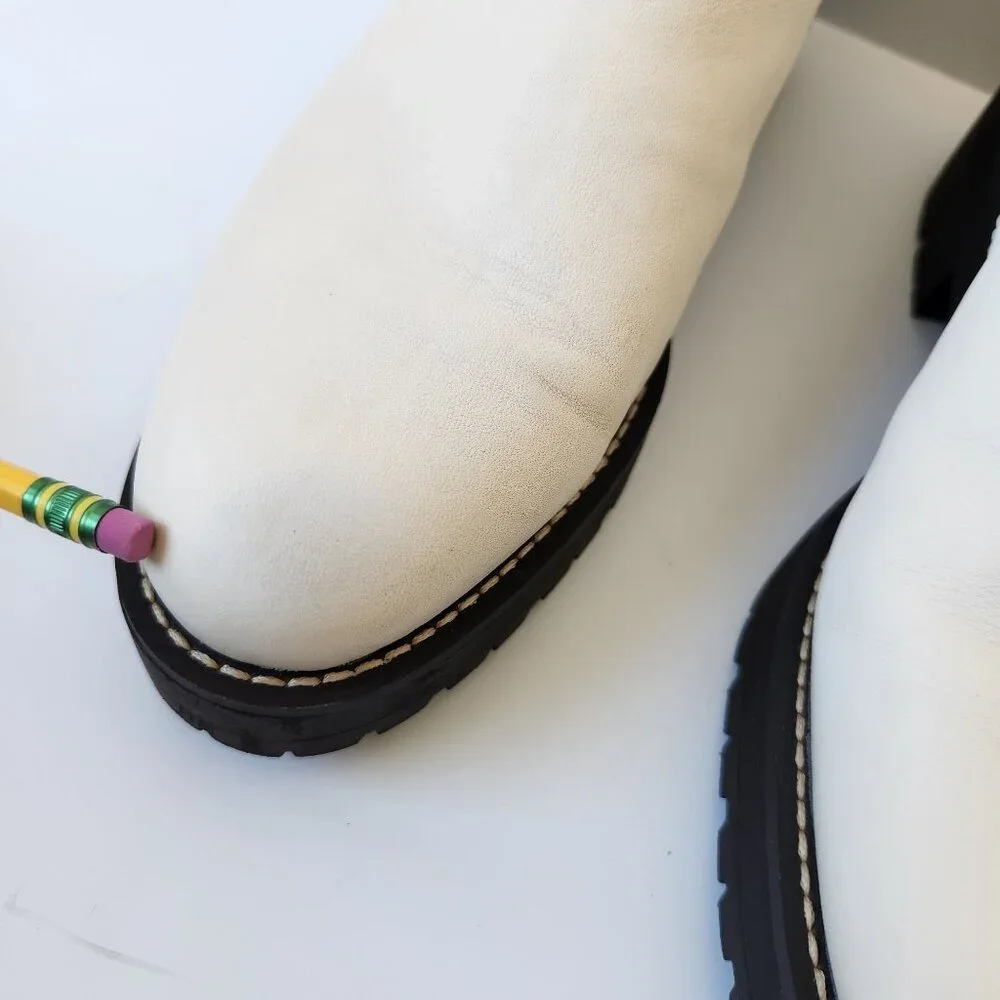 Sam Edelman Justina Lug Sole Chelsea Boots Ivory Winter Outdoors Cabincore - Picture 11 of 11